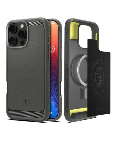 Warszawa Kraków Etui iPhone 16 Pro Max Spigen Rugged Armor MagSafe gray - zdjęcie 2