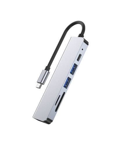 Przejściówka USB-C TECH-PROTECT V4-HUB 6IN1 - szara - zdjęcie 1