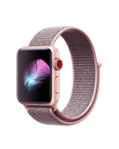 Pasek sportowy do Apple Watch 38/40mm z plecionego nylonu w kolorze różowym - zdjęcie 1