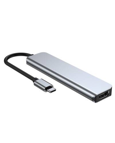 Przejściówka USB-C TECH-PROTECT V4-HUB 6IN1 - szara - zdjęcie 2