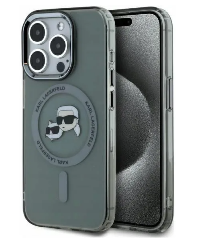 Etui do iPhone 15 Pro Karl Lagerfeld IML Metal MagSafe czarne - zdjęcie 1
