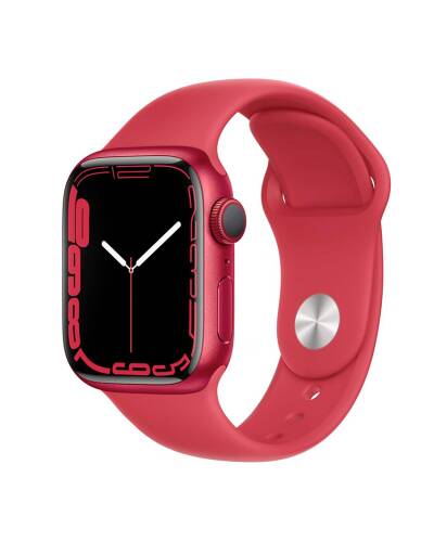 Apple Watch S7 41mm GPS + Cellular w kolorze czerwonym - pasek sportowy w kolorze czerwonym - zdjęcie 1