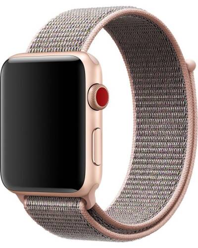 Pasek sportowy do Apple Watch 42/44 mm z plecionego nylonu w kolorze różowym  - zdjęcie 1