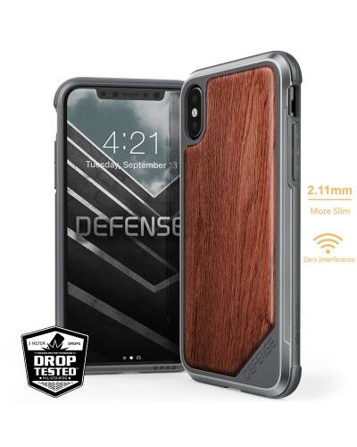 X-Doria Defense Lux Wood - Etui aluminiowe iPhone X z prawdziwym drewnem (Rosewood) - zdjęcie 1