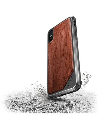 X-Doria Defense Lux Wood - Etui aluminiowe iPhone X z prawdziwym drewnem (Rosewood) - zdjęcie 5