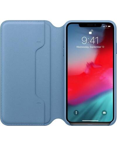 Etui do iPhone Xs Max Apple Leather Folio - szary błękit - zdjęcie 1