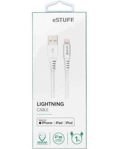 Przewód do iPhone/iPad eSTUFF Lightning z certyfikatem MFI 1m ES601101 - zdjęcie 2