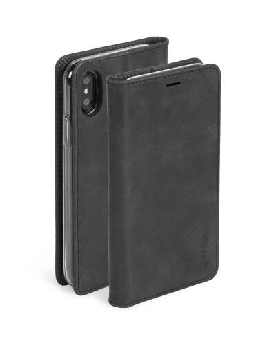 Krusell Sunne 4 Card FolioWallet - Skórzane etui iPhone X z kieszeniami na karty + stand up (Black) - zdjęcie 5