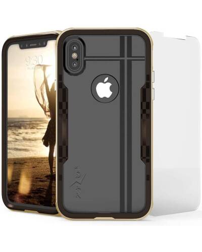 Etui do iPhone X/Xs Zizo Shock Case - brązowo/złote - zdjęcie 1