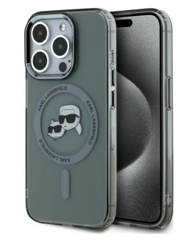 Etui do iPhone 15 Pro Max Karl Lagerfeld IML Metal MagSafe czarne - zdjęcie 1