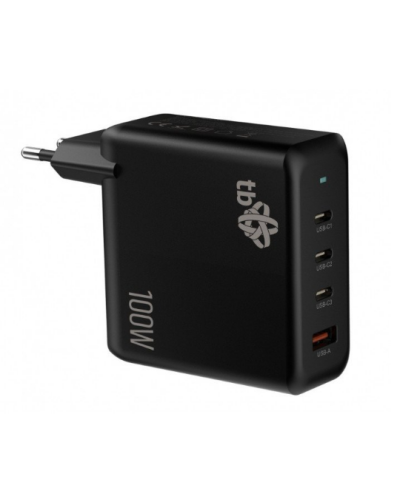 Ładowarka sieciowa TB 3x USB C + USB A Power Delivery GaN 100W czarna - zdjęcie 1