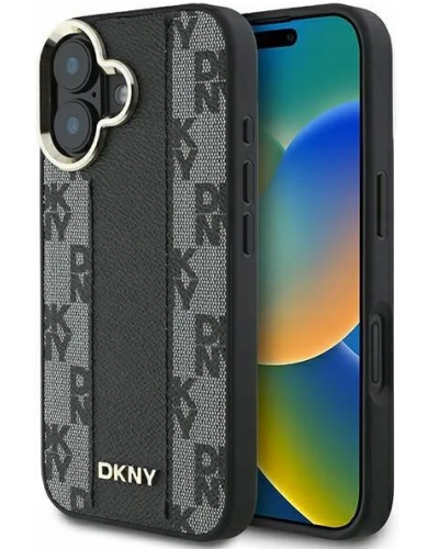 Etui do iPhone 16 DKNY Checkered Pattern MagSafe black - zdjęcie 1