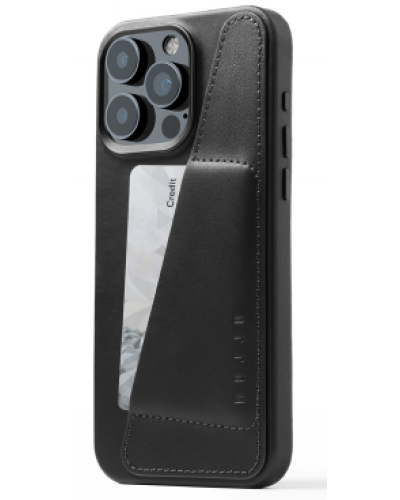 Etui do iPhone 15 Pro Max Mujjo Full Leather Wallet MagSafe czarne - zdjęcie 1