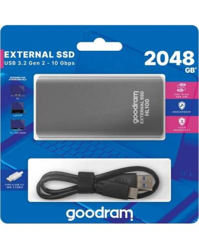 Dysk zewnętrzny GOODRAM HL100 2TB USB 3.2 Gen. 2 Szary - zdjęcie 6