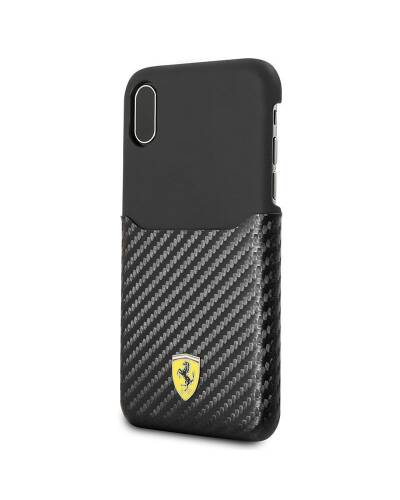 Ferrari Carbon Hard Case - Etui iPhone X z kieszenią na kartę (czarny) - zdjęcie 3