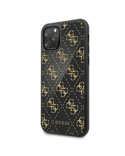 Etui do iPhone 11 Pro Guess 4G Double Layer Glitter Case czarne - zdjęcie 1