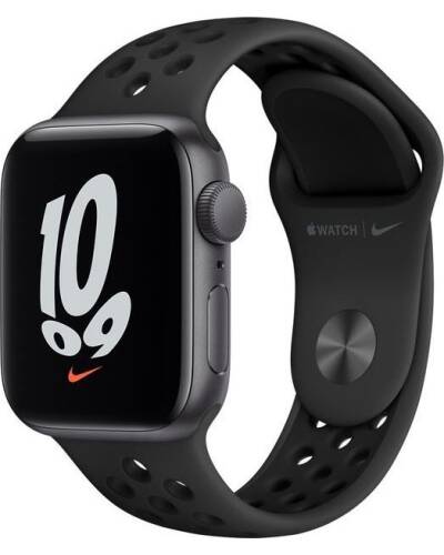 Apple Watch Nike SE 40mm aluminium w kolorze gwiezdnej szarości z paskiem sportowym w kolorze antracytu - zdjęcie 1