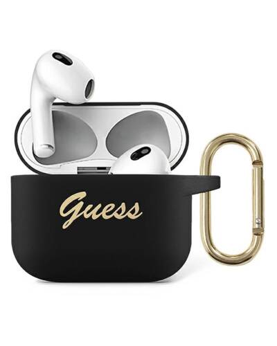 Etui do Airpods 3 Guess Silicone Vintage Script czarny - zdjęcie 1