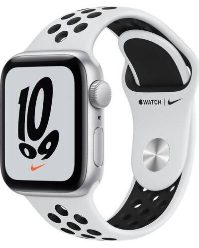Apple Watch Nike SE 40mm aluminium w kolorze srebrnym z paskiem w kolorze czystej platyny/czarnym - zdjęcie 1