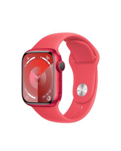 Apple Watch S9 41mm aluminium + Cellular w kolorze czerwonym z paskiem sportowym w kolorze czerwonym - M/L - zdjęcie 1