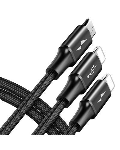 Kabel do iPhone/iPad Baseus Rapid 3w1 1.2m - czarny  - zdjęcie 2
