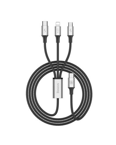 Kabel do iPhone/iPad Baseus Rapid 3w1 1.2m - czarny - zdjęcie 1