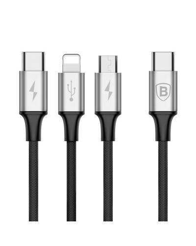 Kabel do iPhone/iPad Baseus Rapid 3w1 1.2m - czarny - zdjęcie 3