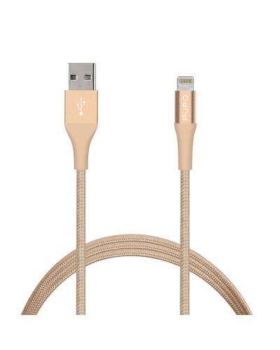 PURO Braided Cable - Kabel MFi z Lightning + klips + Aluminum Connector 1m (Gold) - zdjęcie 2