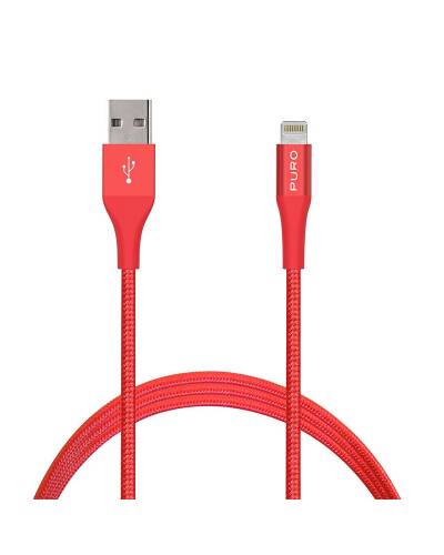 PURO Braided Cable - Kabel MFi z Lightning + klips + Aluminum Connector 1m (Red) - zdjęcie 5