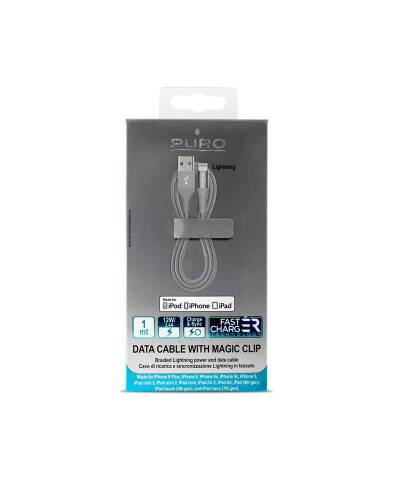 PURO Braided Cable - Kabel MFi z Lightning + klips + Aluminum Connector 1m (Space Gray) - zdjęcie 6