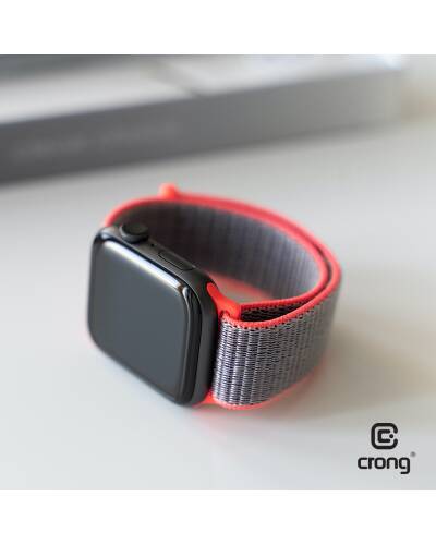 Pasek sportowy do Apple Watch 38/40 mm Crong Nylon Band - różowy - zdjęcie 3