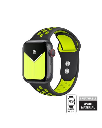 Pasek do Apple Watch 42/44/45/49 mm Crong Duo Sport Band - czarny/limonkowy - zdjęcie 4