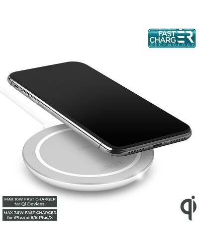 Ładowarka indukcyjna QI PURO Ultra Compact Wireless Charging Station - biała - zdjęcie 1