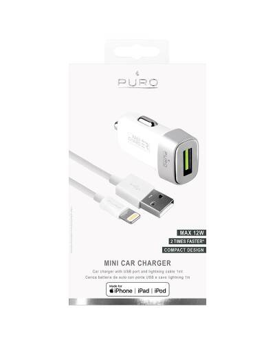 Ładowarka samochodowa PURO Mini Car Fast Charger + kabel - biała - zdjęcie 2