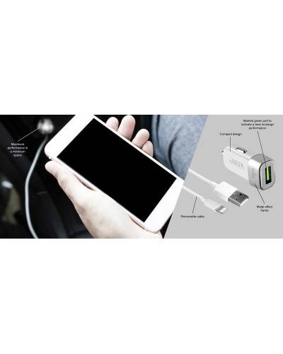 Ładowarka samochodowa PURO Mini Car Fast Charger + kabel - biała - zdjęcie 3