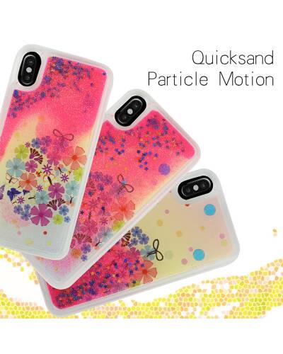 Etui do iPhone X/Xs Zizo Liquid Glitter Star Case - kwiaty  - zdjęcie 3