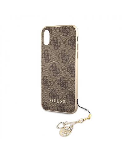 Etui do iPhone Xr z zawieszką Guess 4G Charms Collection - brązowe  - zdjęcie 2