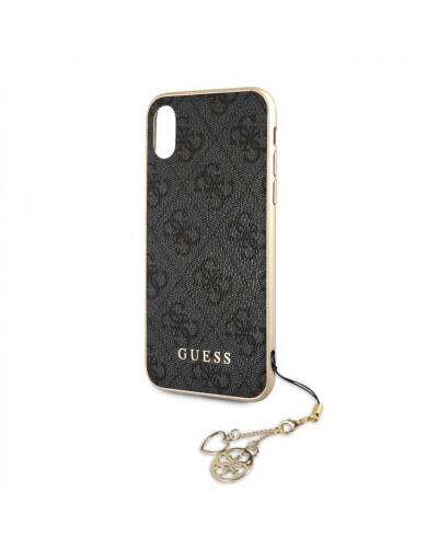 Etui do iPhone Xr z zawieszką Guess 4G Charms Collection - szare  - zdjęcie 2