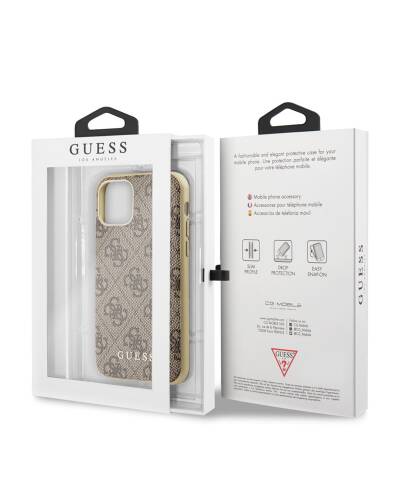 Etui do iPhone 11 Pro Guess 4G Charms Collection brązowe - zdjęcie 12