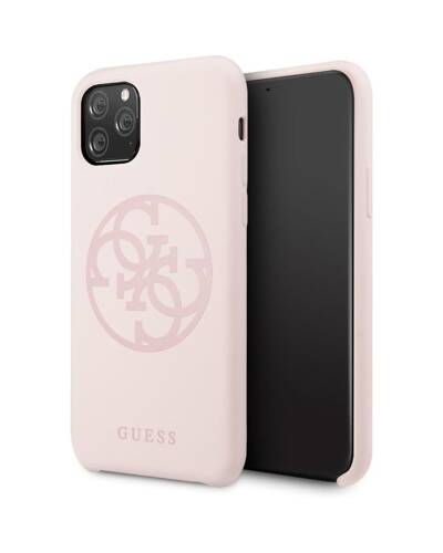 Etui do iPhone 11 Pro Guess Silicone 4G jasny różowy - zdjęcie 1