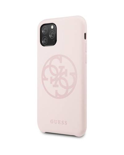 Etui do iPhone 11 Pro Guess Silicone 4G jasny różowy - zdjęcie 2
