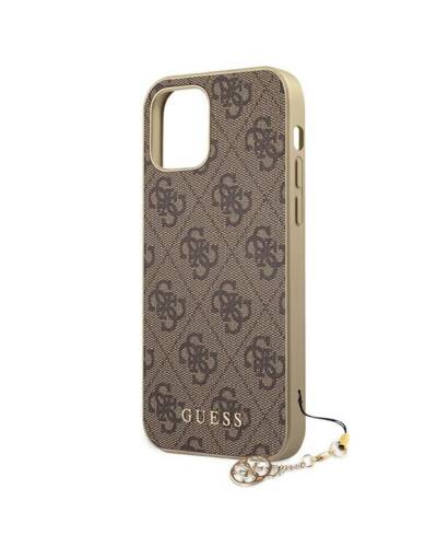 Etui iPhone 12 / 12 Pro Guess 4G Charms Collection - brązowe - zdjęcie 6
