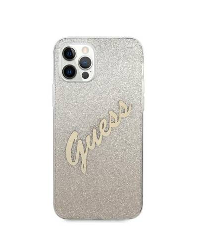  Etui do iPhone 12/12 Pro Guess Glitter Gradient Script - złote  - zdjęcie 3