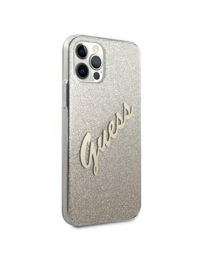  Etui do iPhone 12/12 Pro Guess Glitter Gradient Script - złote  - zdjęcie 4