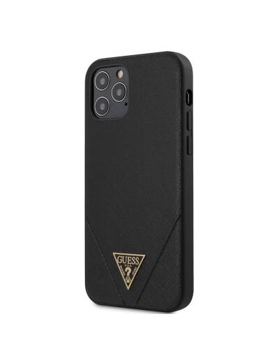 Etui do iPhone 12/12 Pro Guess Saffiano V - czarne - zdjęcie 1