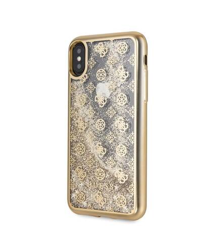 Etui do iPhone X/Xs Guess 4G Peony Liquid Glitter - złote  - zdjęcie 2