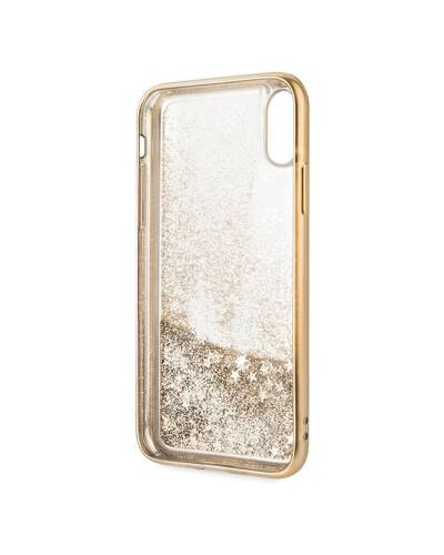 Etui do iPhone X/Xs Guess 4G Peony Liquid Glitter - złote  - zdjęcie 4