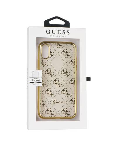 Guess 4G Transparent - Etui iPhone X (złoty) - zdjęcie 1