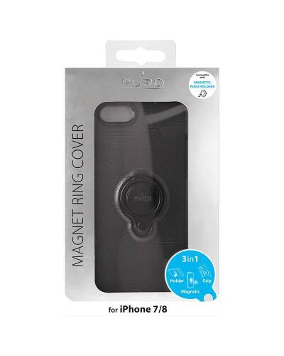 Etui do iPhone 7/8/SE 2020 PURO Magnet Ring Cover - czarne  - zdjęcie 4