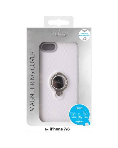 Etui do iPhone 7/8/SE 2020 PURO Magnet Ring Cover - białe  - zdjęcie 4